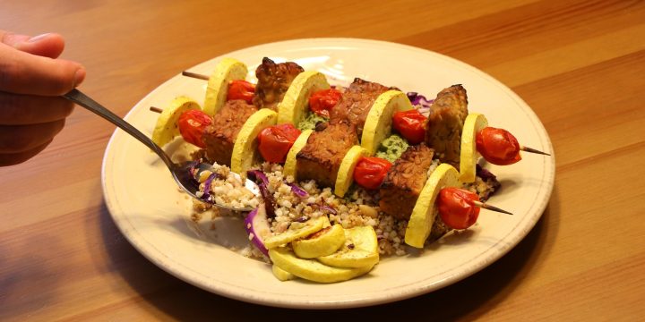 This picture of a special dish introduces the article about what makes tempeh special.