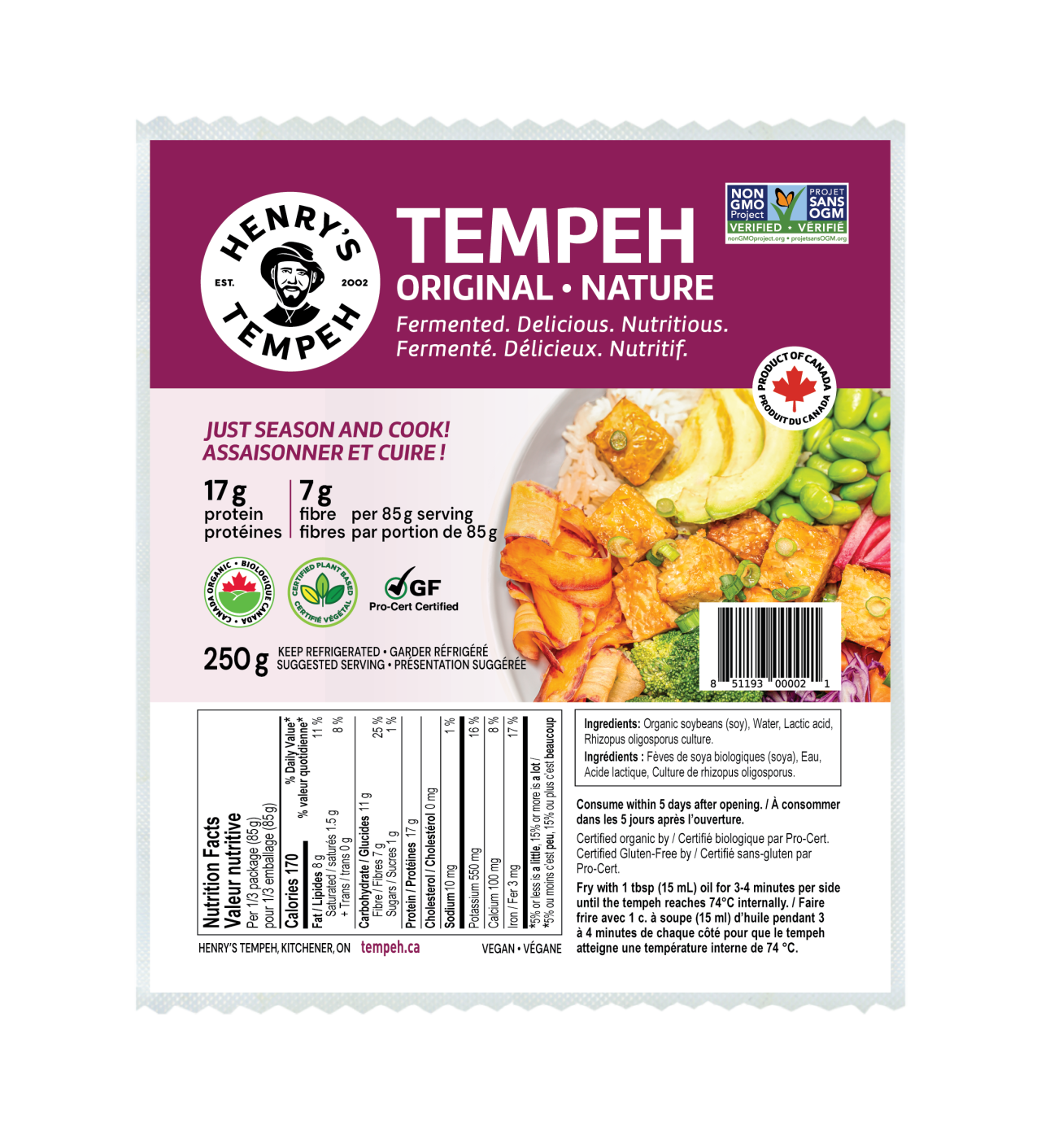 Temphe Label Products - Henry's Tempeh
